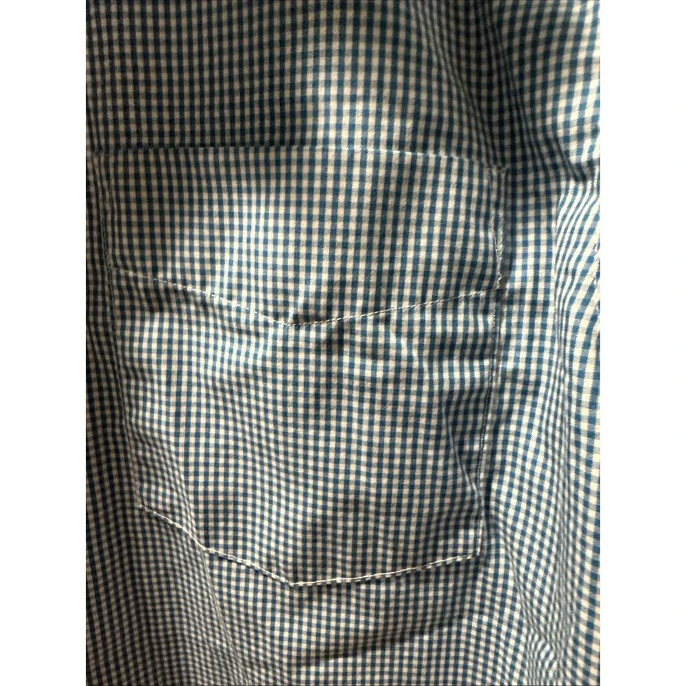 Banana Republic Non-iron Slim Fit Long Sleeve Mens Shirt L 16.5x33 Blue Check